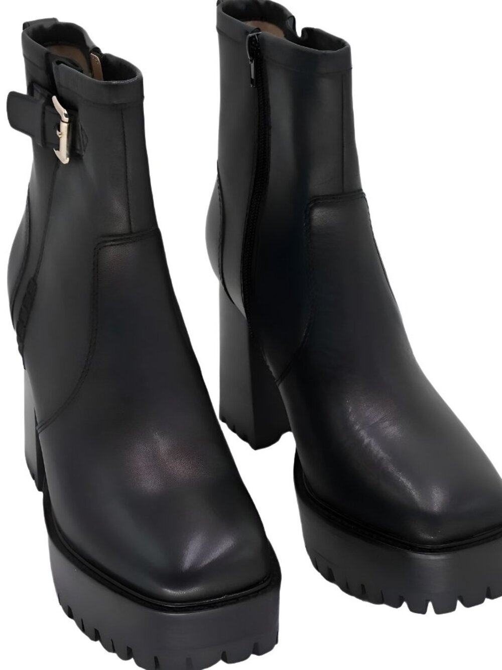 Steve Madden Womens Sumitt Platform Bootie Black Leather Sz 8M - Picture 1 of 6